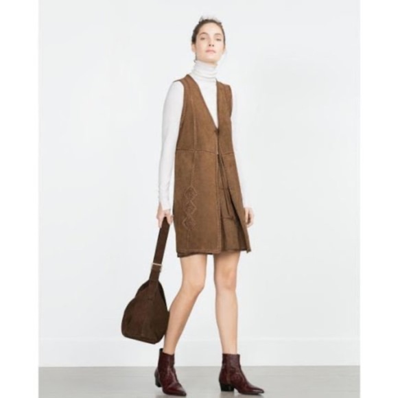 Zara faux suede boho vest and skirt 2pc set - Picture 1 of 11